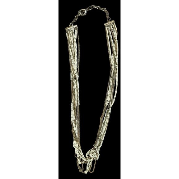 Gold And White Multilayer Chain Necklace - Picture 1 of 9